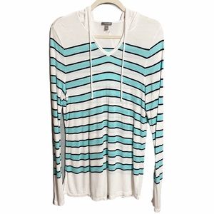 Talbots Lightweight Striped Hooded Shirt